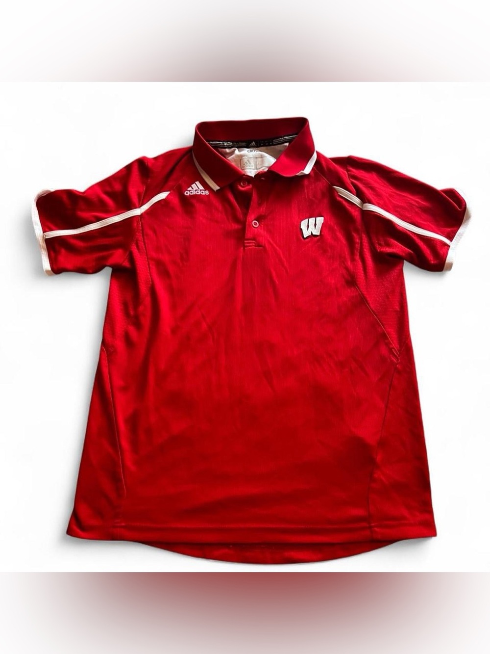 adidas Red and White Athletic Climalite Polo